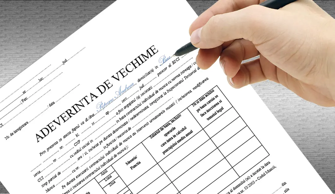 adeverință de vechime în muncă