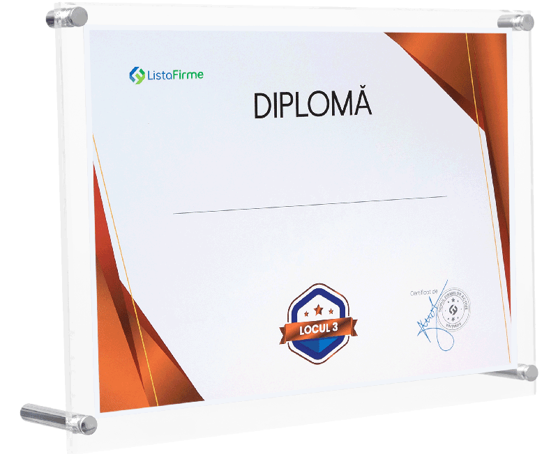 diploma locul 3 in top profit romania, localitatea oradea, domeniul 4211: lucrari de constructii a drumurilor si autostrazilor